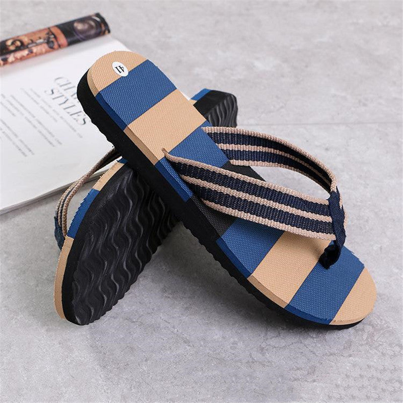 Fashion Men Summer Stripe Flip Flops Shoes Sandals Sandalias