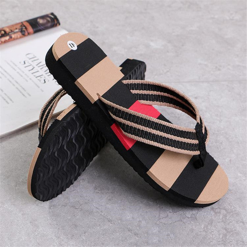 Fashion Men Summer Stripe Flip Flops Shoes Sandals Sandalias