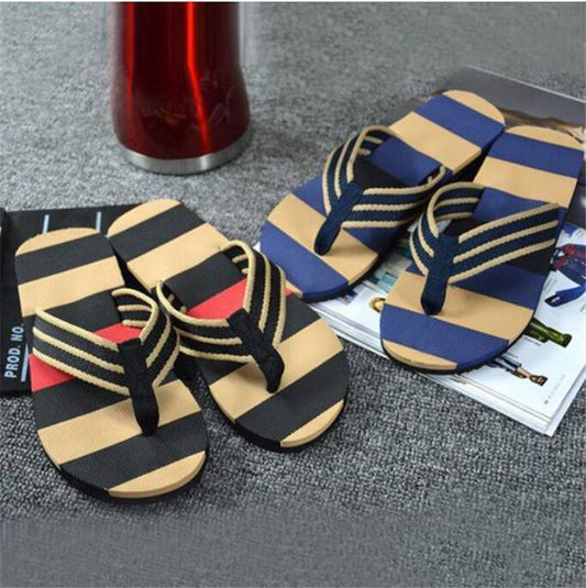 Fashion Men Summer Stripe Flip Flops Shoes Sandals Sandalias