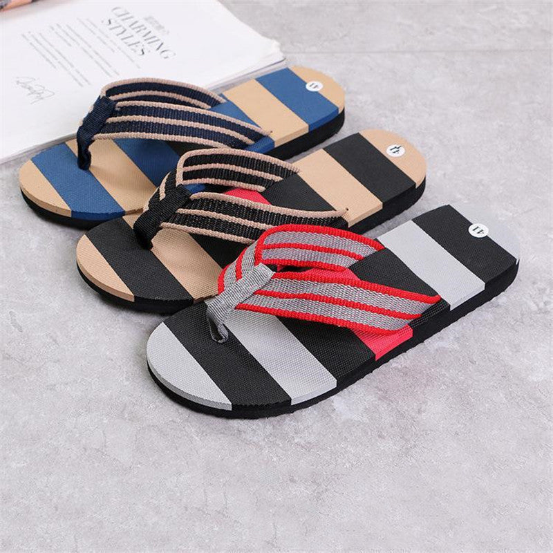 Fashion Men Summer Stripe Flip Flops Shoes Sandals Sandalias