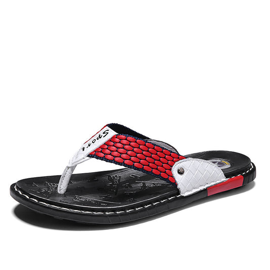 Leather Non-slip Slippers Men Outdoor Flip Flops Sandals Sandalias